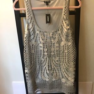 Express Silver& Gray crocheted tank top